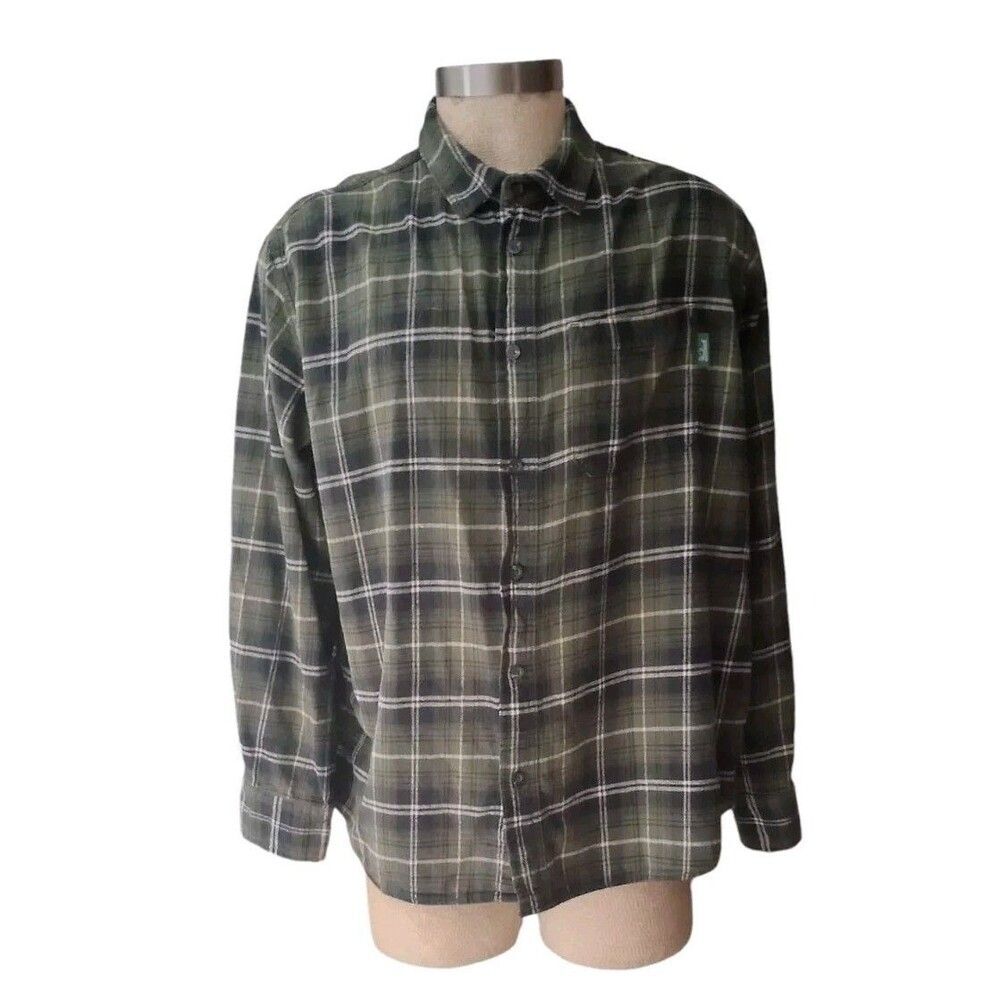 Woolrich Men’s Shirt Cotton Flannel Green Plaid Size XXL Long Sleeve Button Up